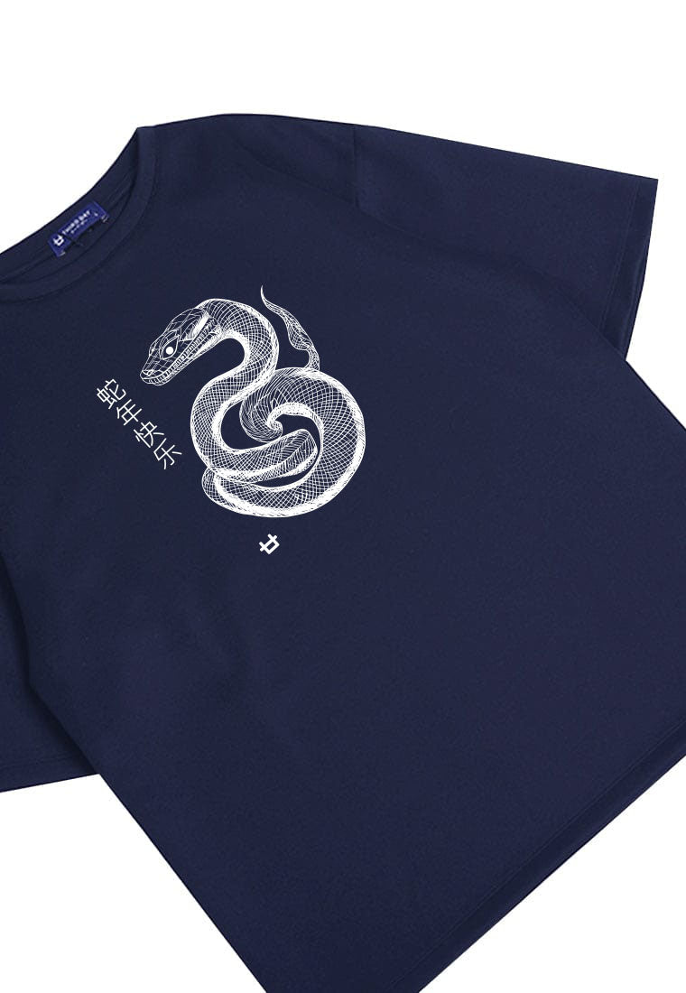 MTT87 baju kaos imlek oversize bahan scubalux 210gsm "polymesh snake" navy