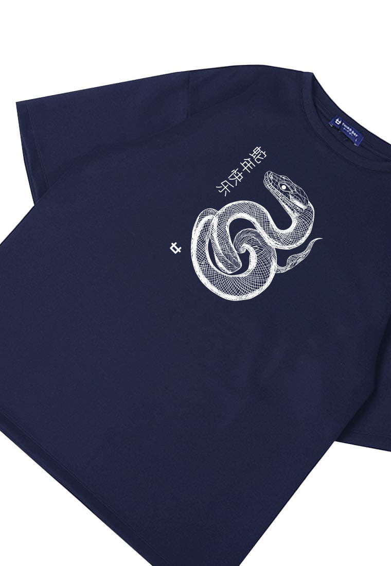 MTT87 baju kaos imlek oversize bahan scubalux 210gsm "polymesh snake" navy