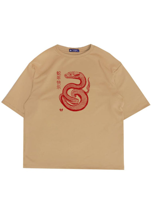 MTT88 baju kaos imlek oversize bahan scubalux 210gsm "polymesh snake" khaki
