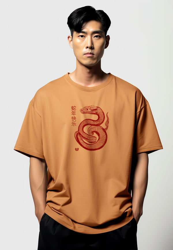 MTT88 baju kaos imlek oversize bahan scubalux 210gsm "polymesh snake" khaki