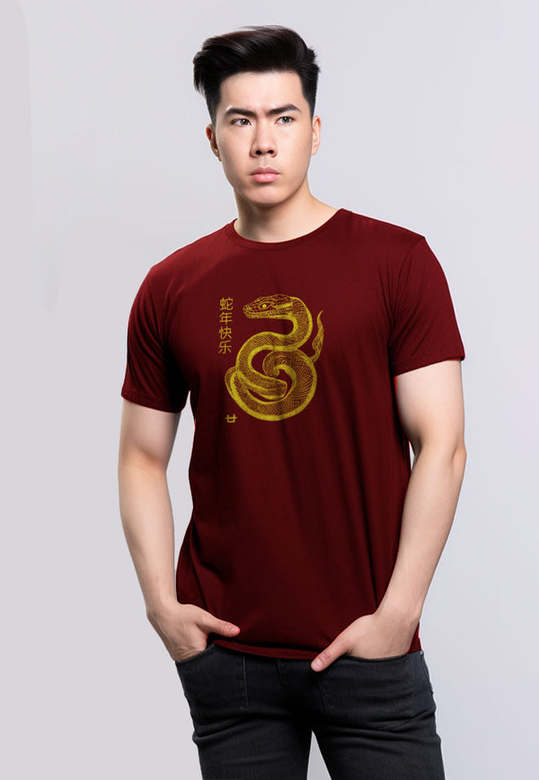 MTT91 baju kaos imlek tangan pendek instacool "polymesh snake" merah maroon