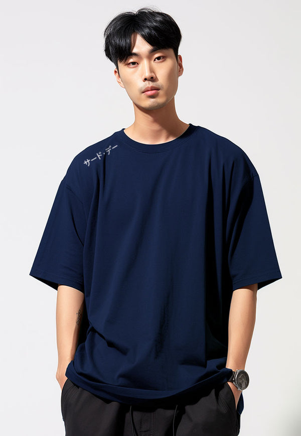 MTU04 Kaos Oversize Premium Bahan Tebal Scubalux "shoulder katakana" navy