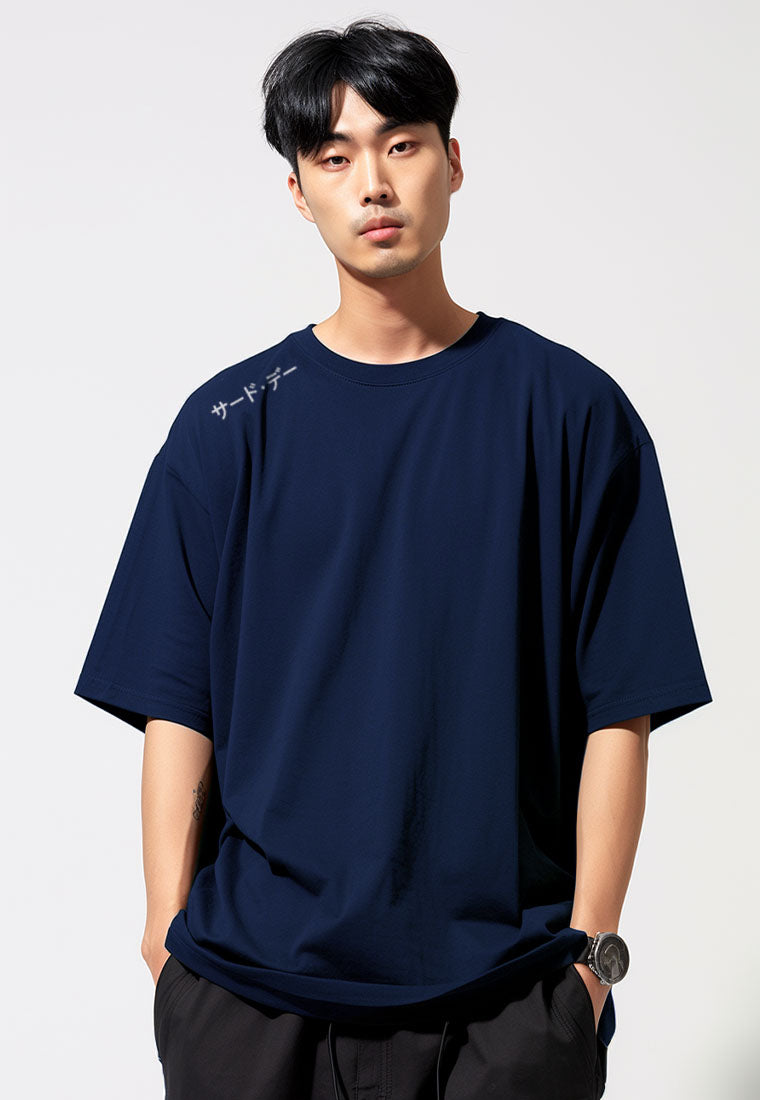 MTU04 Kaos Oversize Premium Bahan Tebal Scubalux "shoulder katakana" navy
