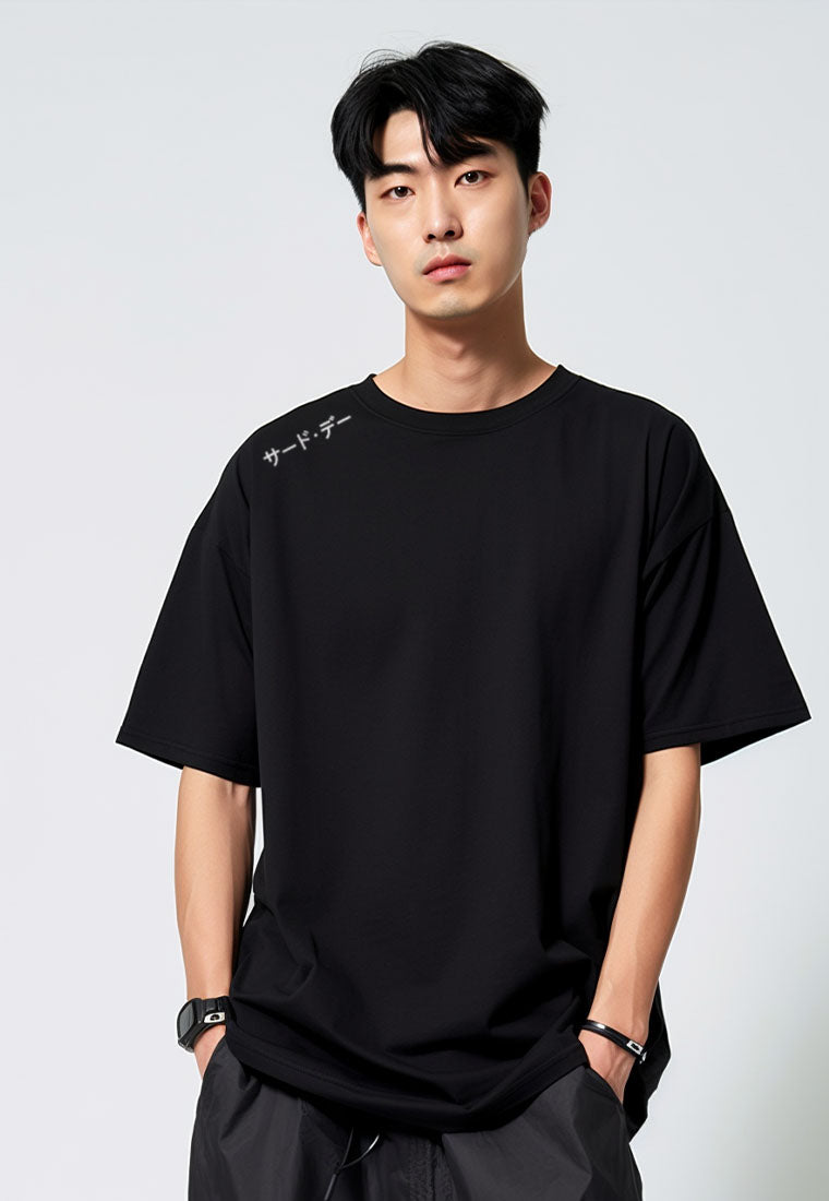 MTU05 Kaos Oversize Premium Bahan Tebal Scubalux "shoulder katakana" hitam