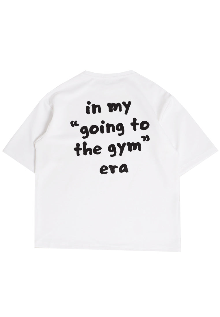 MTU14 Kaos Oversize Gym Bahan Tebal ScubaLux "going to gym era" putih