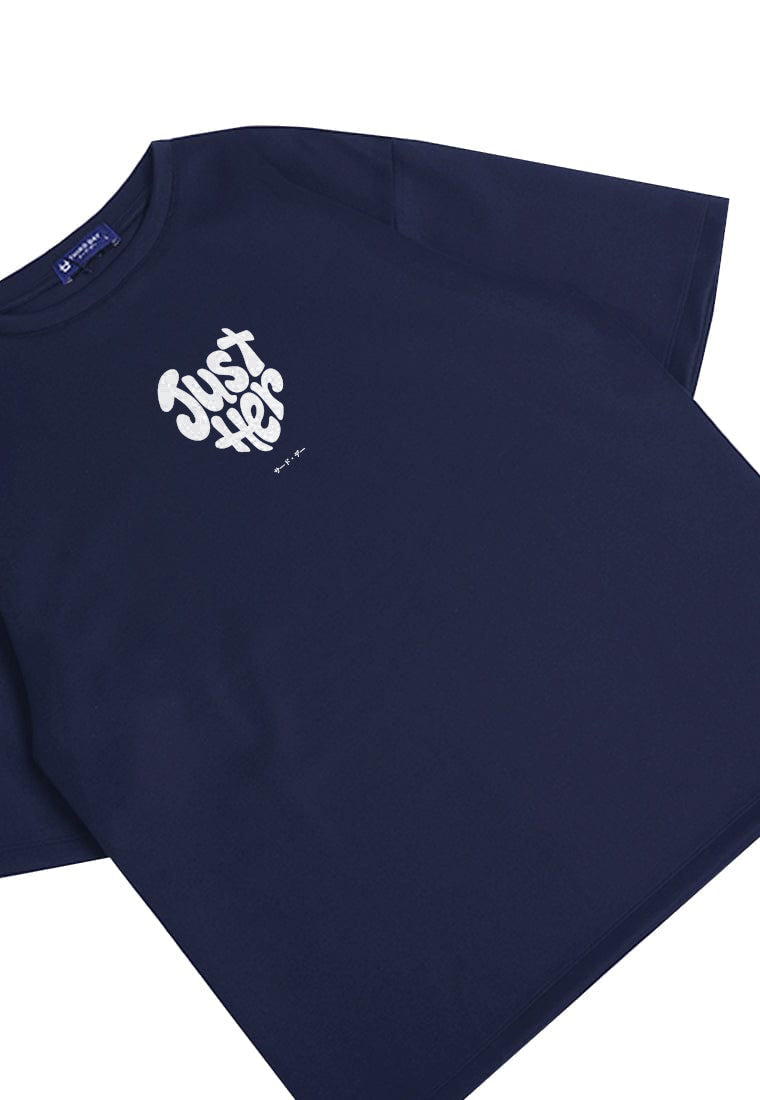 MTU23 kaos couple pasangan terbaru oversize bahan tebal scubalux "just her" navy