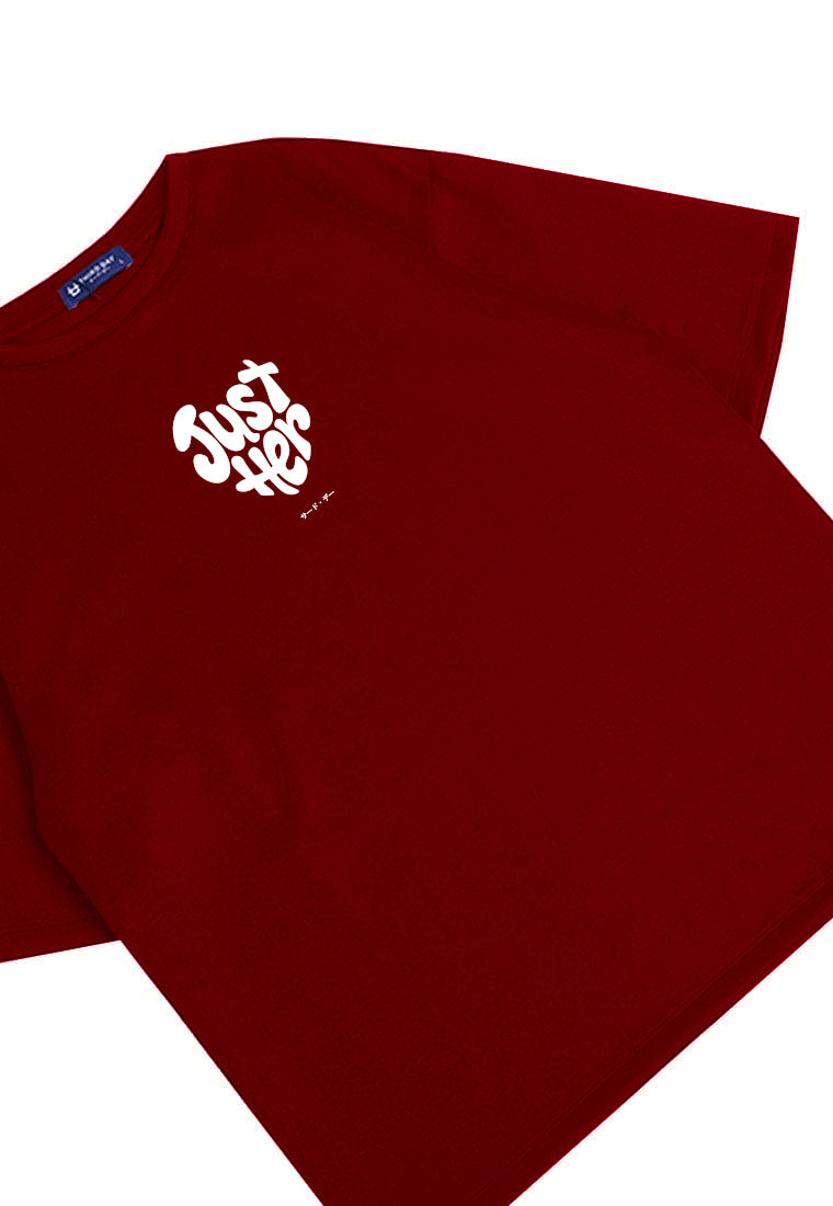 MTU25 kaos couple pasangan terbaru oversize bahan tebal scubalux "just her" maroon