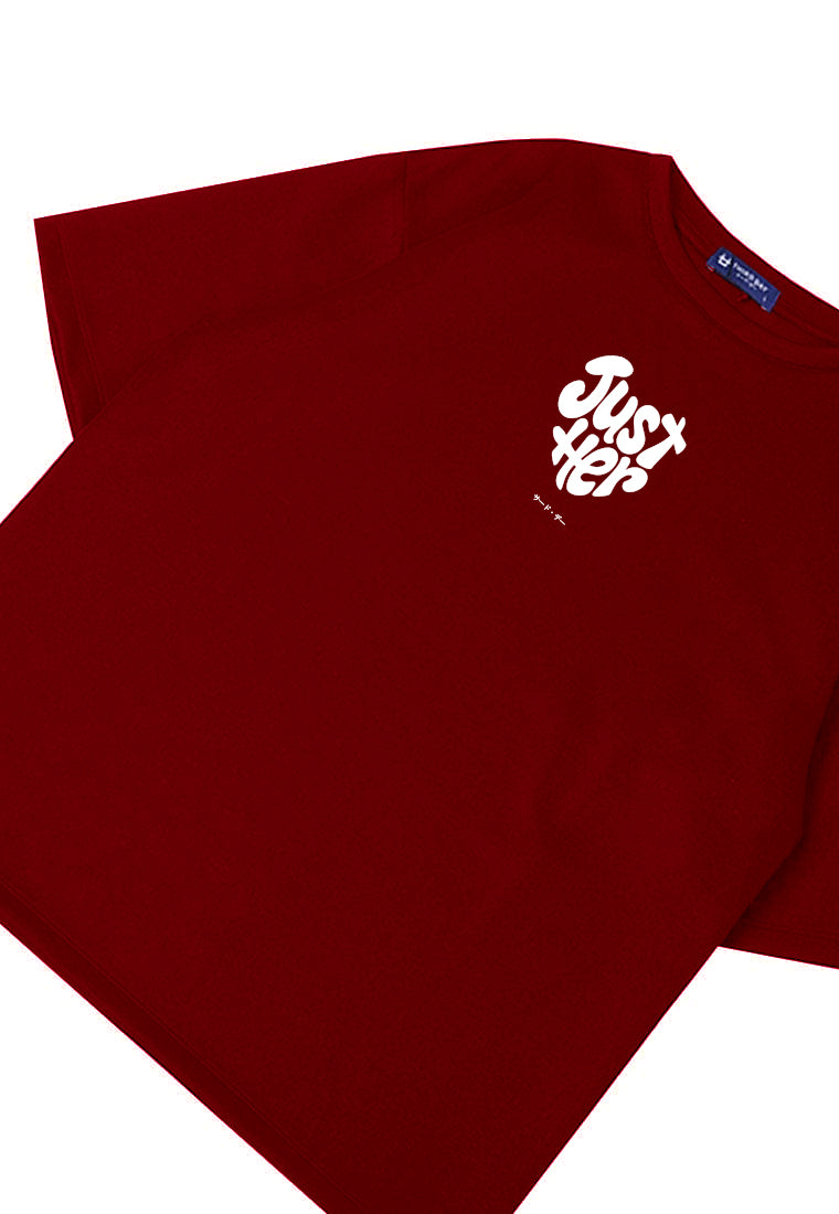 MTU25 kaos couple pasangan terbaru oversize bahan tebal scubalux "just her" maroon