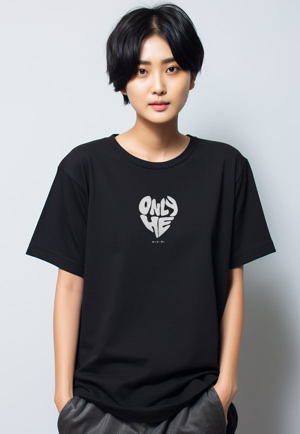 MTU27 kaos couple pasangan terbaru oversize bahan tebal scubalux "only he" hitam