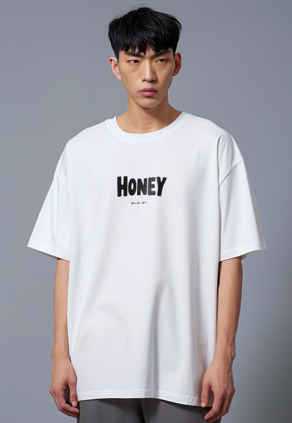 MTU41 kaos couple keren oversize scuba "honey-salt" putih