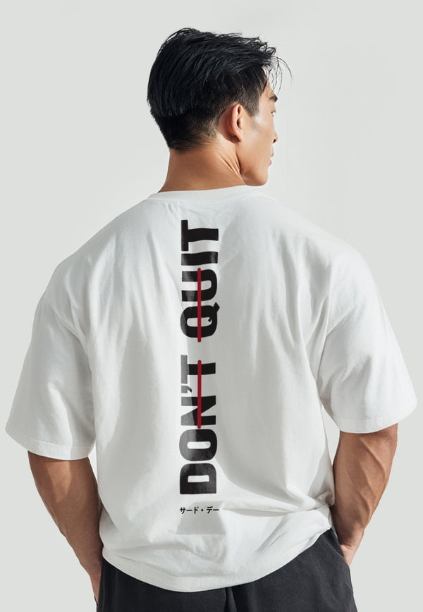 MTU56 Kaos Oversize Gym Bahan Tebal "dont quit" putih