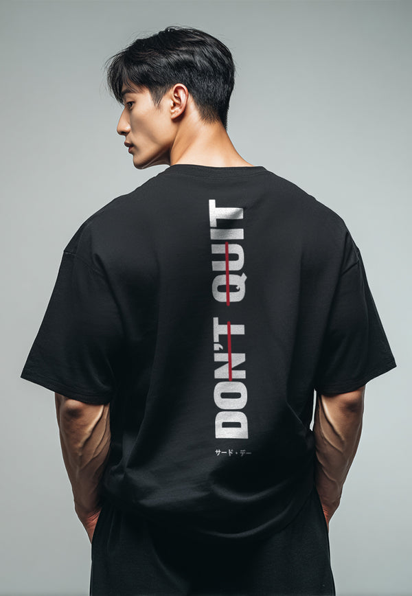 MTU57 Kaos Oversize Gym Bahan Tebal "dont quit" hitam