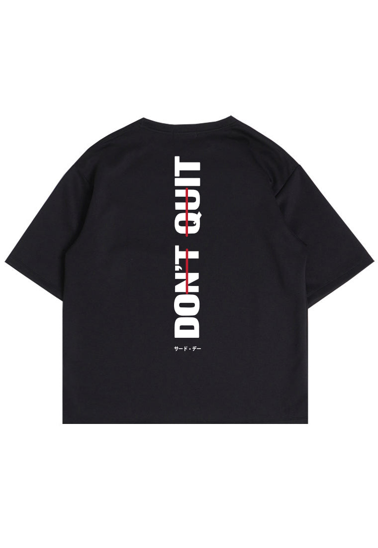 MTU57 Kaos Oversize Gym Bahan Tebal "dont quit" hitam