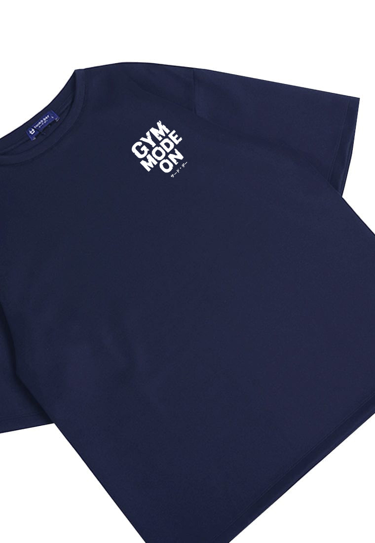 MTU61 Kaos Oversize Gym Bahan Tebal "gym mode on" navy