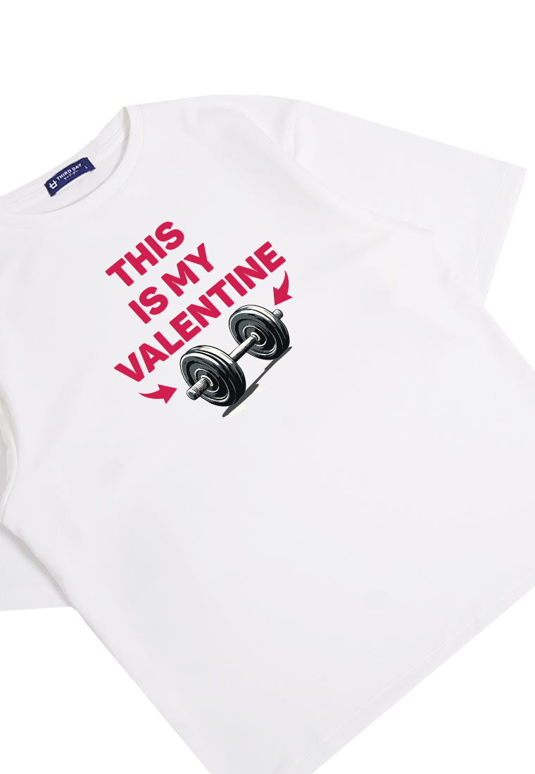 MTU63 Kado Valentine Kaos Oversize Gym Bahan Tebal "this is my " putih