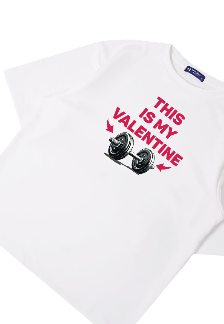 MTU63 Kado Valentine Kaos Oversize Gym Bahan Tebal "this is my " putih