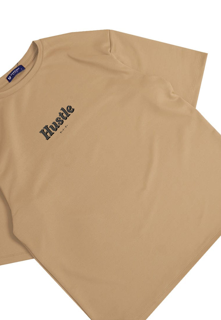 MTU69 Kaos Oversize Gym Bahan Scuba "hustle" khaki