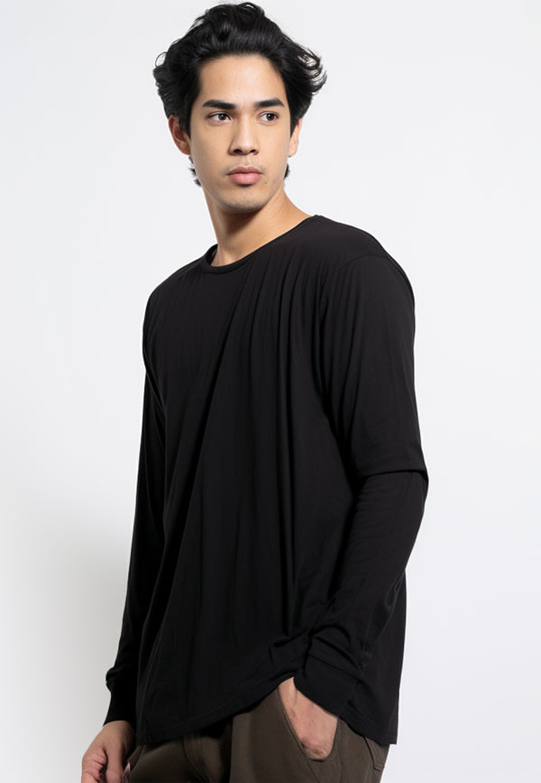 MTV06 kaos lengan panjang premium arm "thdysign stamp" hitam
