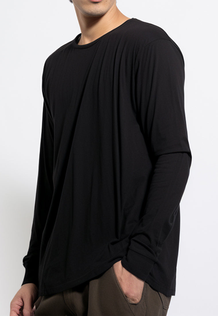 MTV06 kaos lengan panjang premium arm "thdysign stamp" hitam