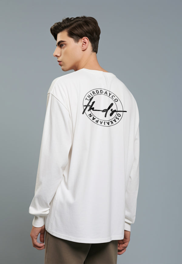 MTV07 kaos lengan panjang premium arm "thdysign stamp" putih
