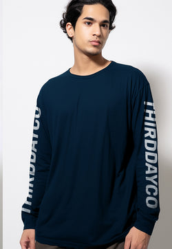 MTV10 kaos lengan panjang premium hitam arm "thirddayco" navy