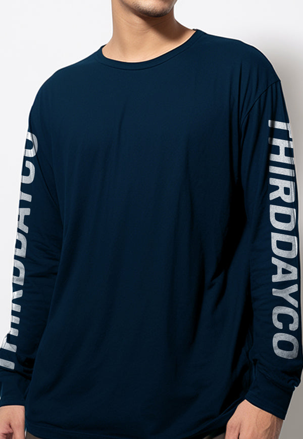 MTV10 kaos lengan panjang premium hitam arm "thirddayco" navy