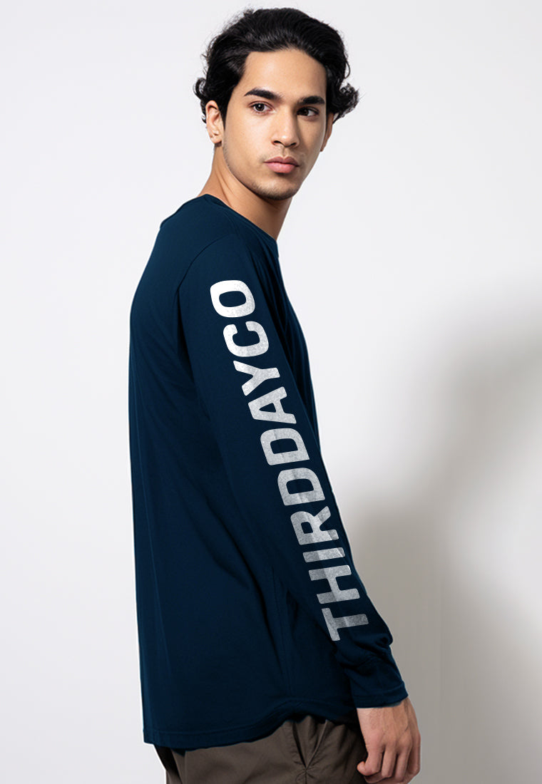 MTV10 kaos lengan panjang premium hitam arm "thirddayco" navy