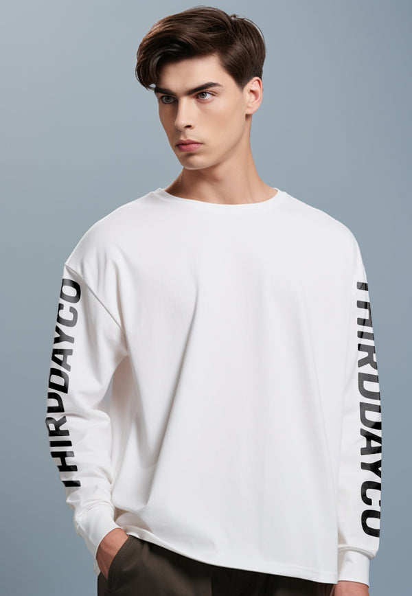 MTV11 kaos lengan panjang premium arm "thirddayco" putih