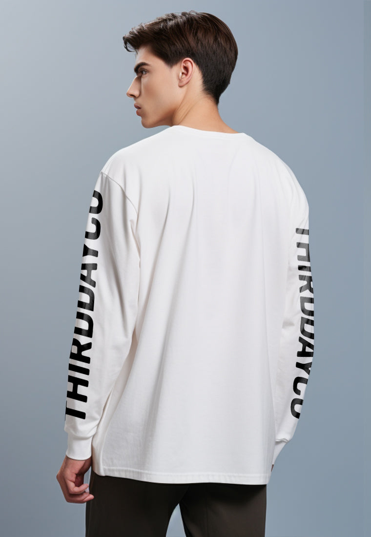 MTV11 kaos lengan panjang premium arm "thirddayco" putih