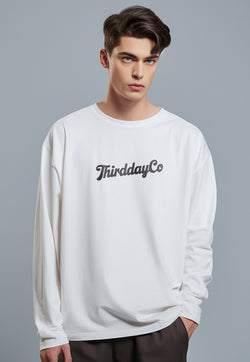 MTV19 kaos lengan panjang premium instacool "thirddayco serif" putih