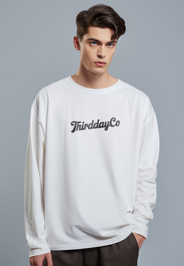 MTV19 kaos lengan panjang premium instacool "thirddayco serif" putih