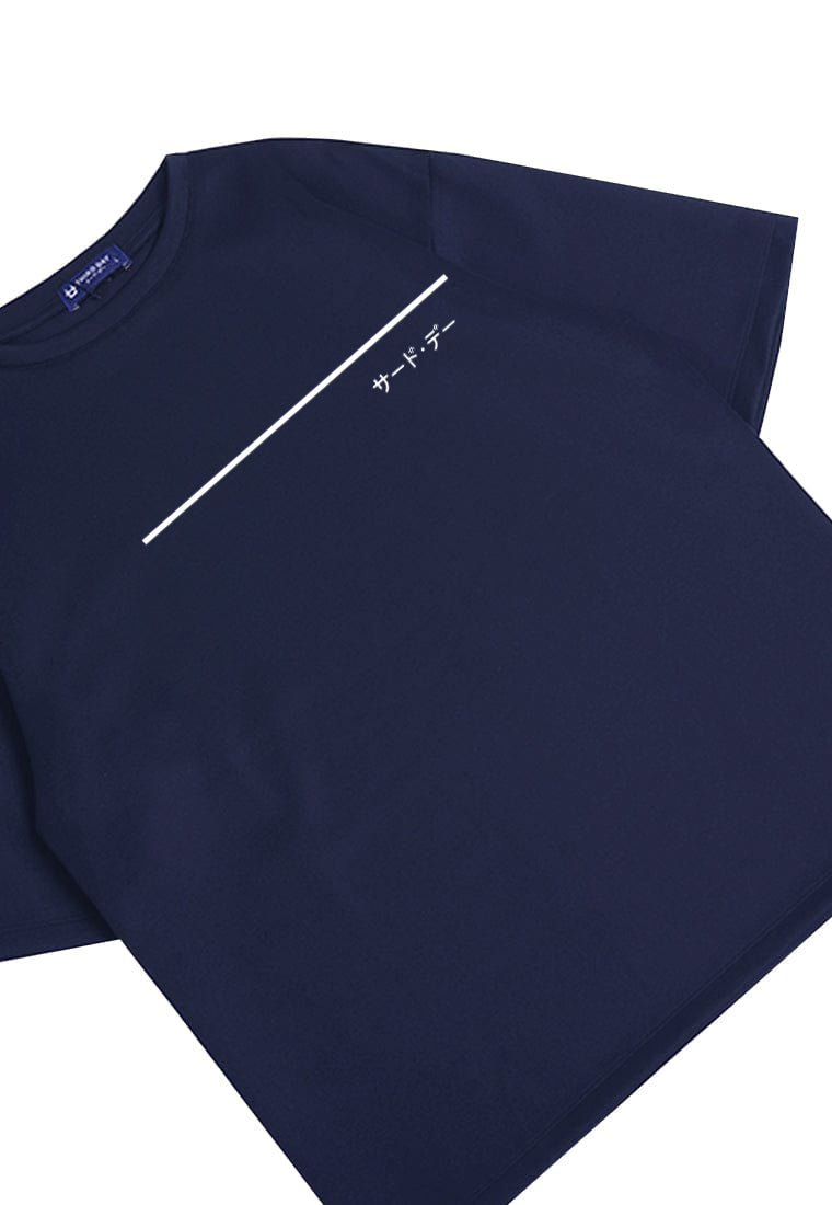 MTV23 oversize kaos unisex scubalux line over katakana navy biru
