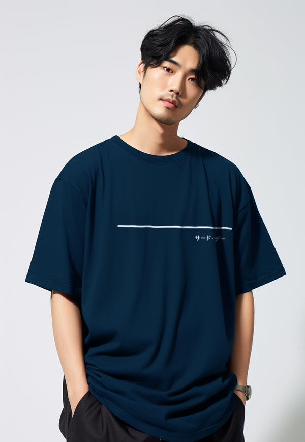MTV23 oversize kaos unisex scubalux line over katakana navy biru