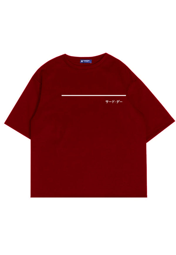 MTV24 oversize kaos unisex scubalux line over katakana merah maroon