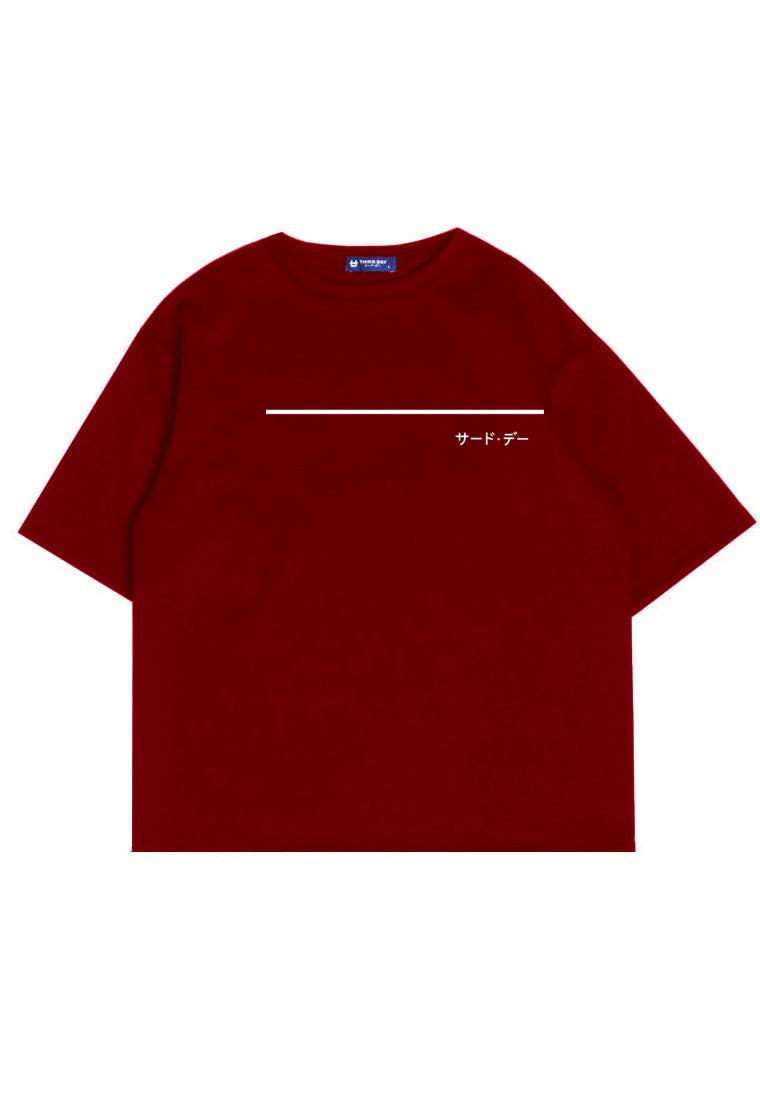 MTV24 oversize kaos unisex scubalux line over katakana merah maroon