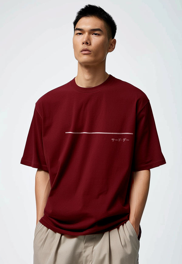 MTV24 oversize kaos unisex scubalux line over katakana merah maroon
