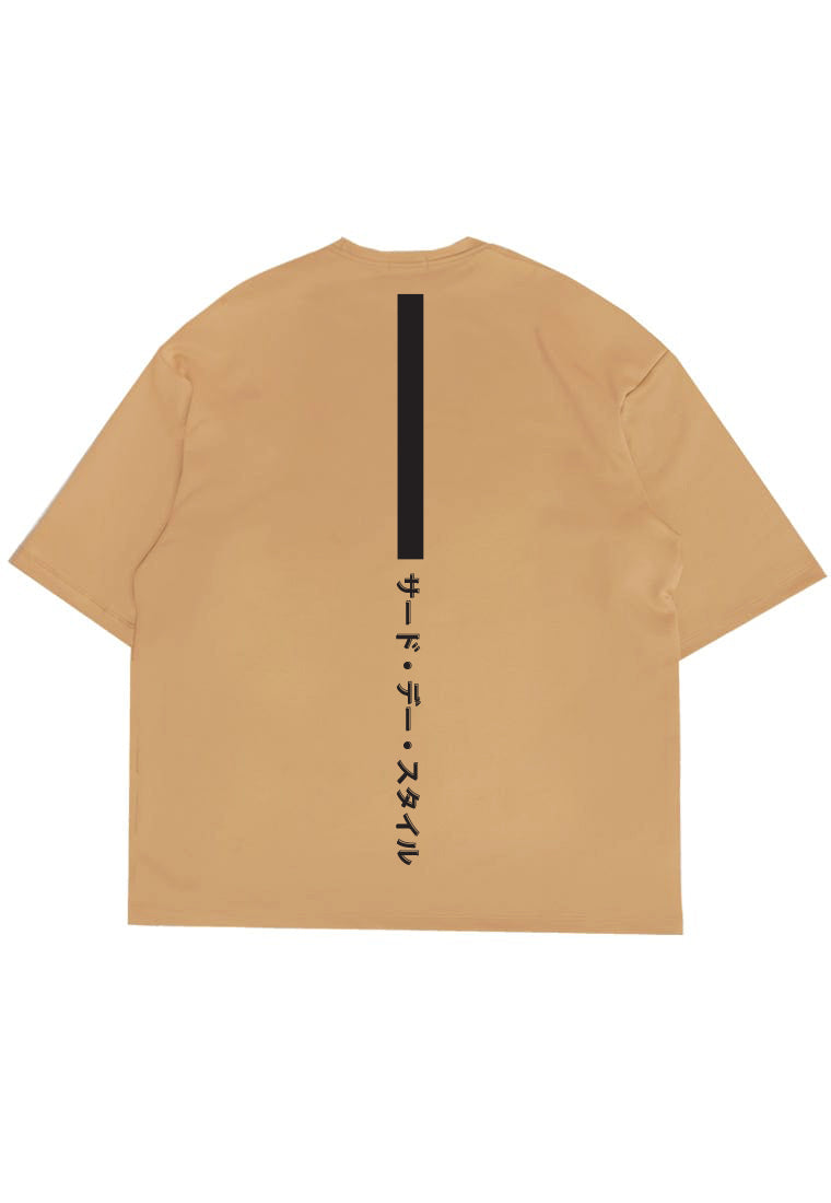 MTV40 Kaos Oversize Gambar Belakang Scubalux "katakana thdy up" khaki