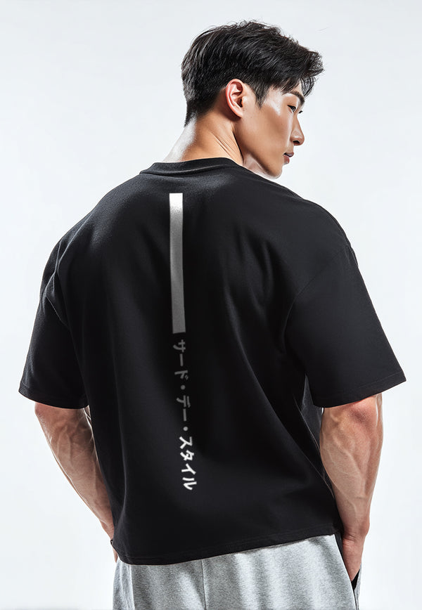 MTV41 Kaos Oversize Gambar Belakang Scubalux "katakana thdy up" hitam