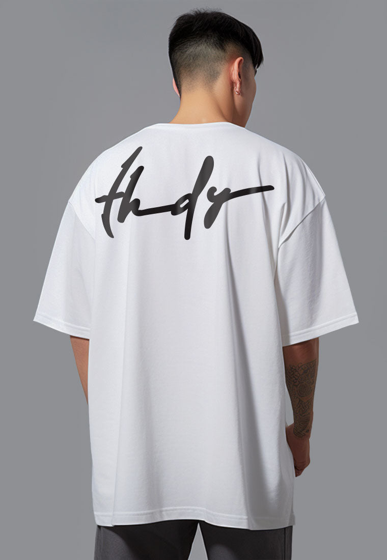 MTV52 Kaos Oversize Gambar Belakang Bahan Tebal "thdysign" putih