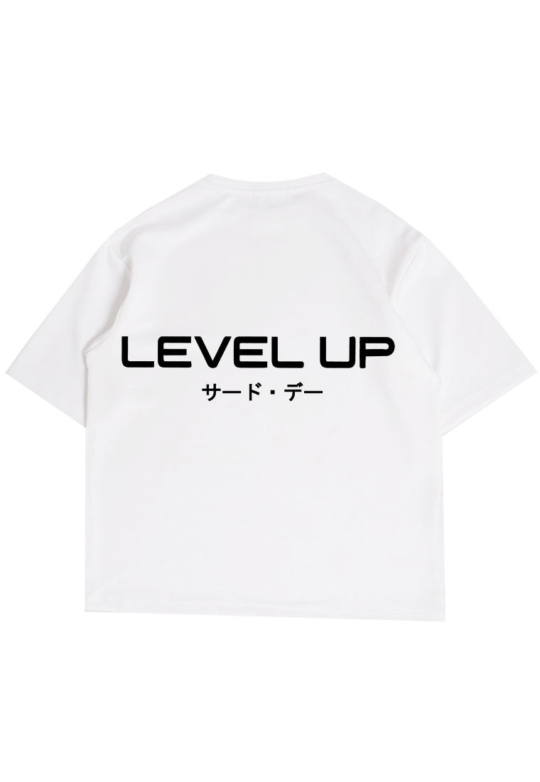 MTV53 Kaos Oversize Gym ScubaLux "level up" putih