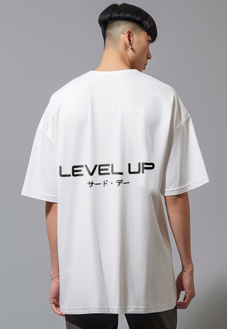 MTV53 Kaos Oversize Gym ScubaLux "level up" putih