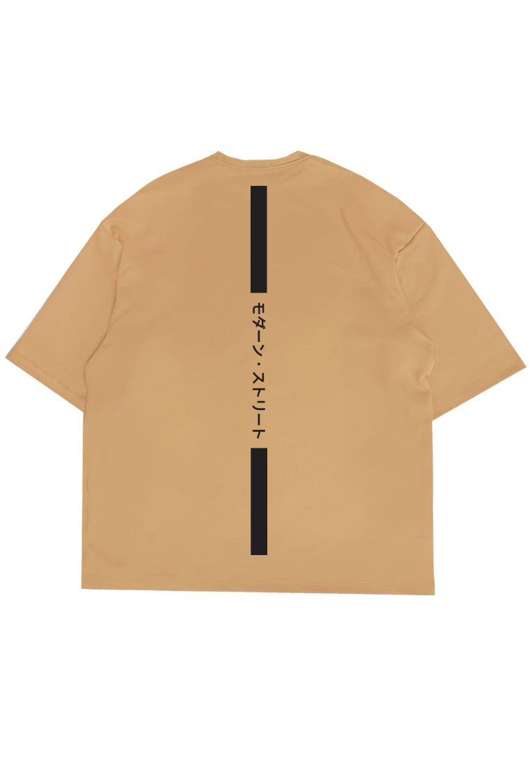 MTV58 Kaos Oversize Distro Pria Osaka Katakana Back Vertikal Khaki