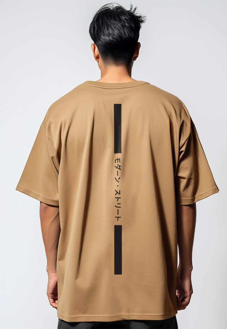MTV58 Kaos Oversize Distro Pria Osaka Katakana Back Vertikal Khaki