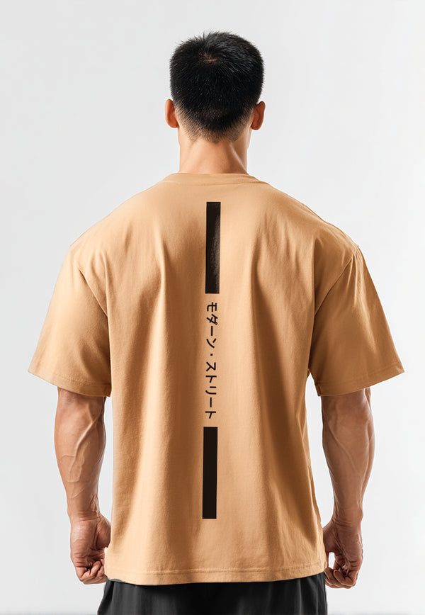 MTV58 Kaos Oversize Distro Pria Osaka Katakana Back Vertikal Khaki