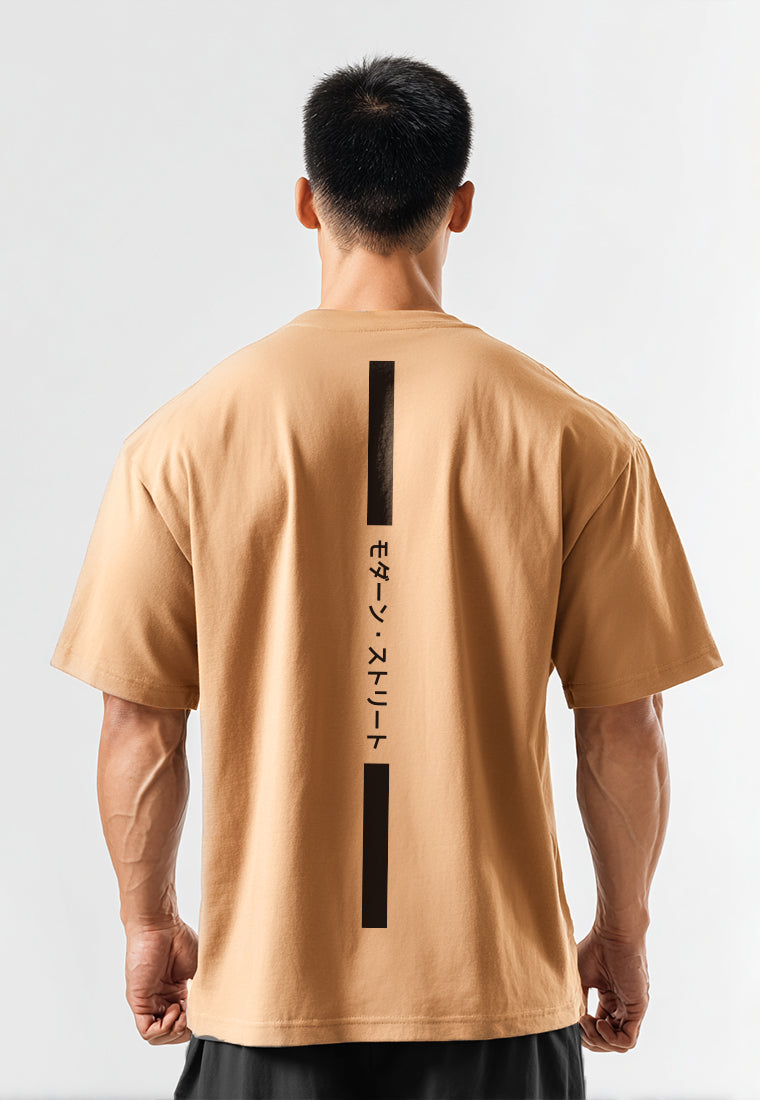MTV58 Kaos Oversize Distro Pria Osaka Katakana Back Vertikal Khaki