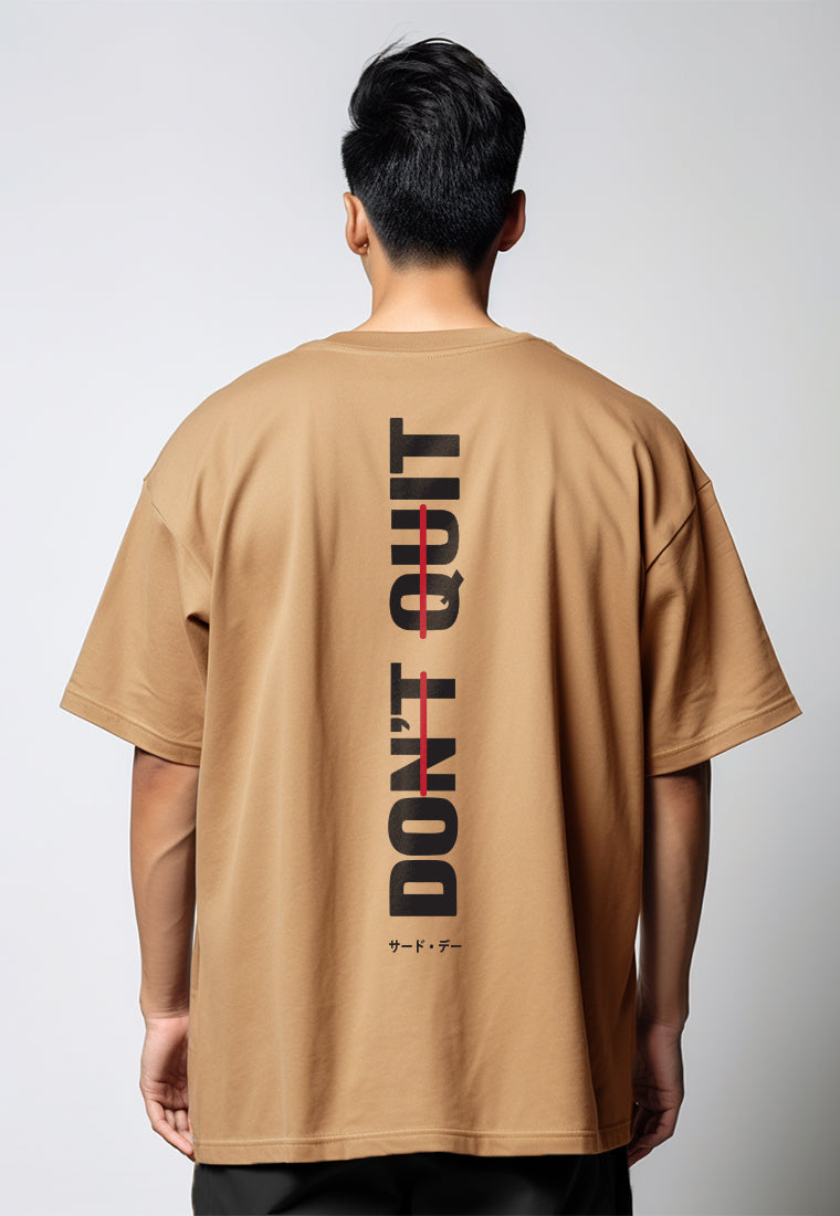 MTV64 Kaos Oversize Gym Bahan Tebal "dont quit" khaki