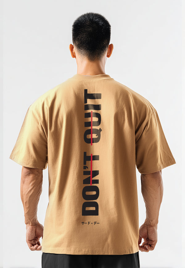 MTV64 Kaos Oversize Gym Bahan Tebal "dont quit" khaki
