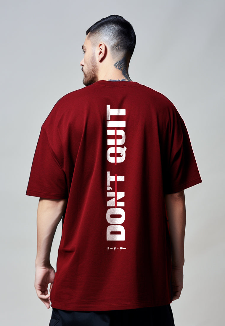 MTV65 Kaos Oversize Gym Bahan Tebal "dont quit" maroon
