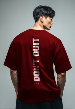 MTV65 Kaos Oversize Gym Bahan Tebal "dont quit" maroon