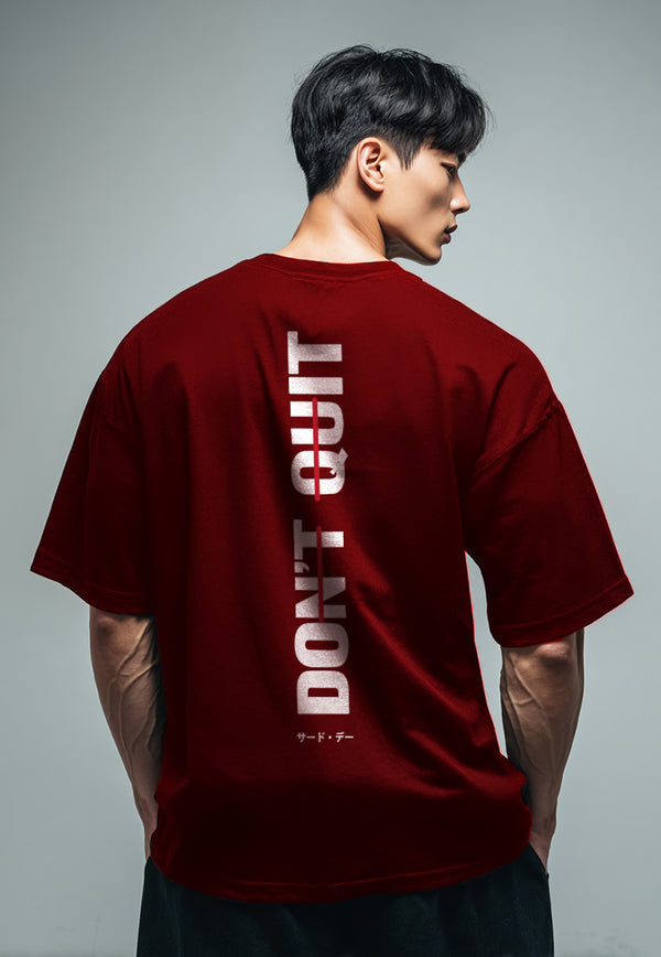 MTV65 Kaos Oversize Gym Bahan Tebal "dont quit" maroon